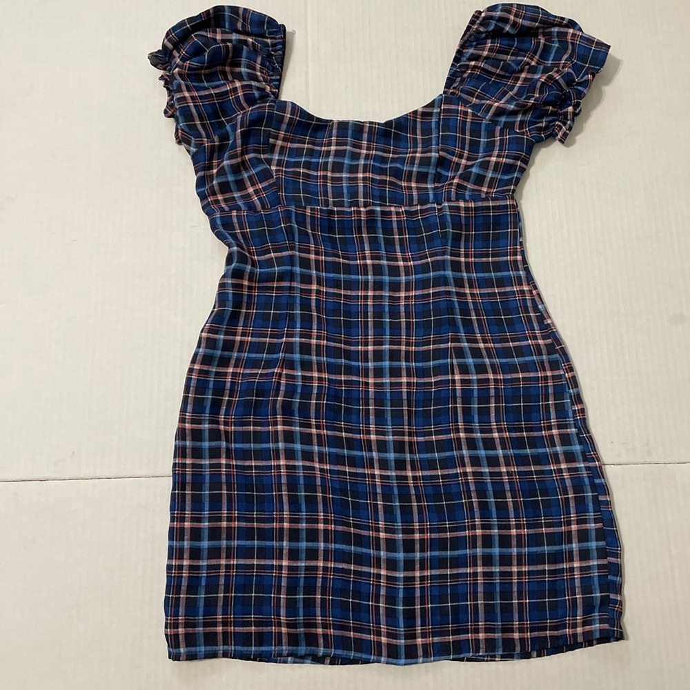Plaid Altar'd State Puff Sleeve Mini Dress